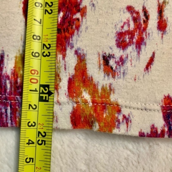 Daisy Fuentes Top Large Cream Orange Purple Gold Abstract Floral Cotton - Picture 12 of 14